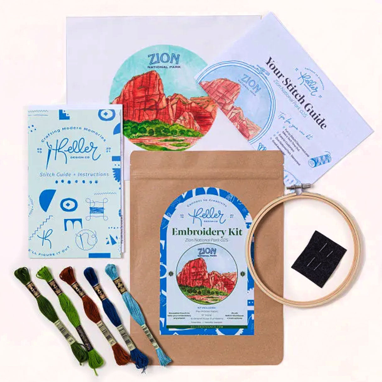 Zion National Park Embroidery Kit contents