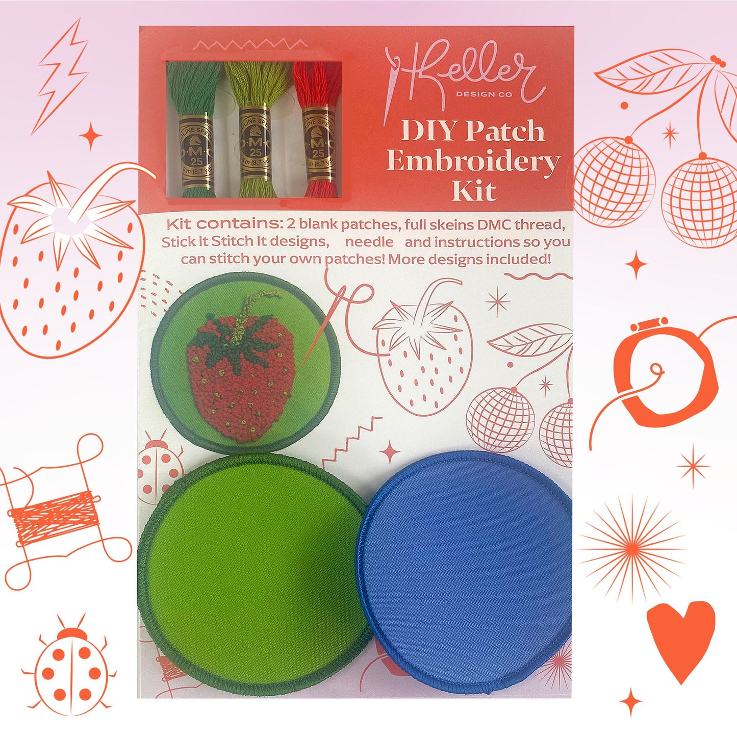 DIY Embroidery Patch Kit-Red Fruits Pack - PREORDER!