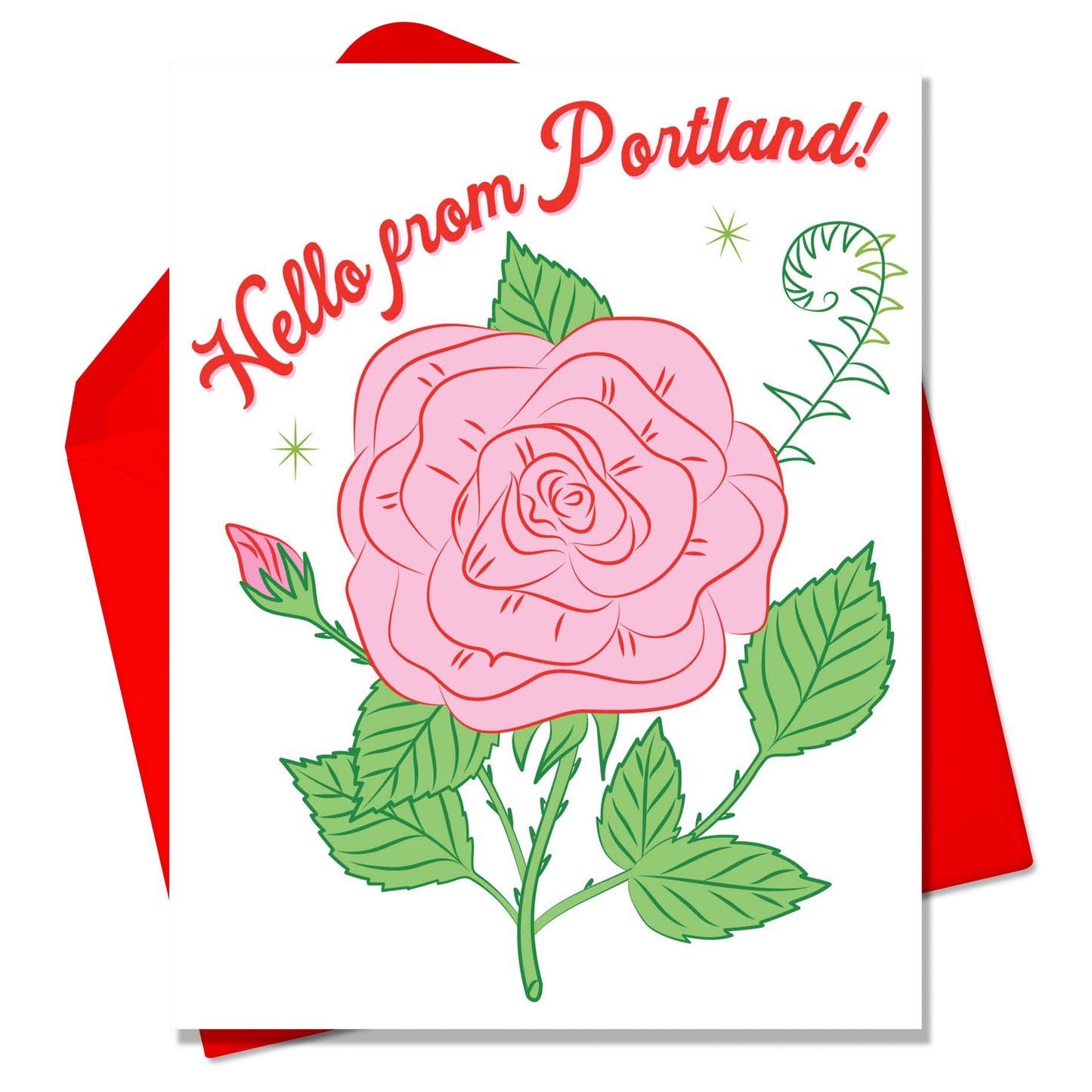 Hello from Portland ! Rose Greeting Card