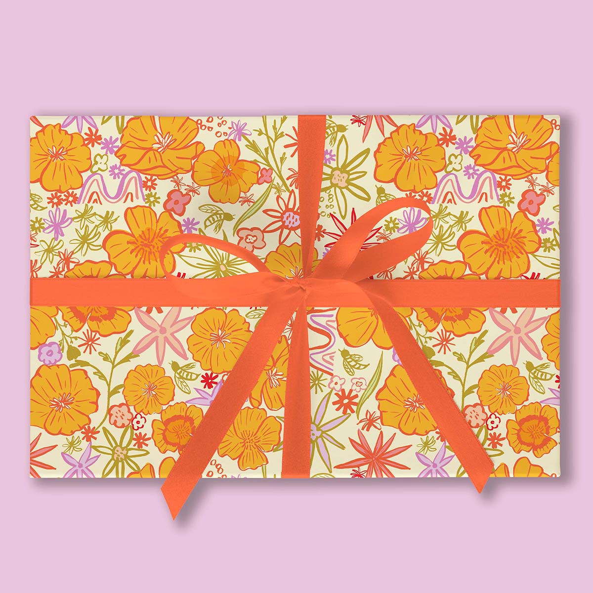 Wildflower Poppy Mix Gift Wrap-3 Sheets-Wholesale
