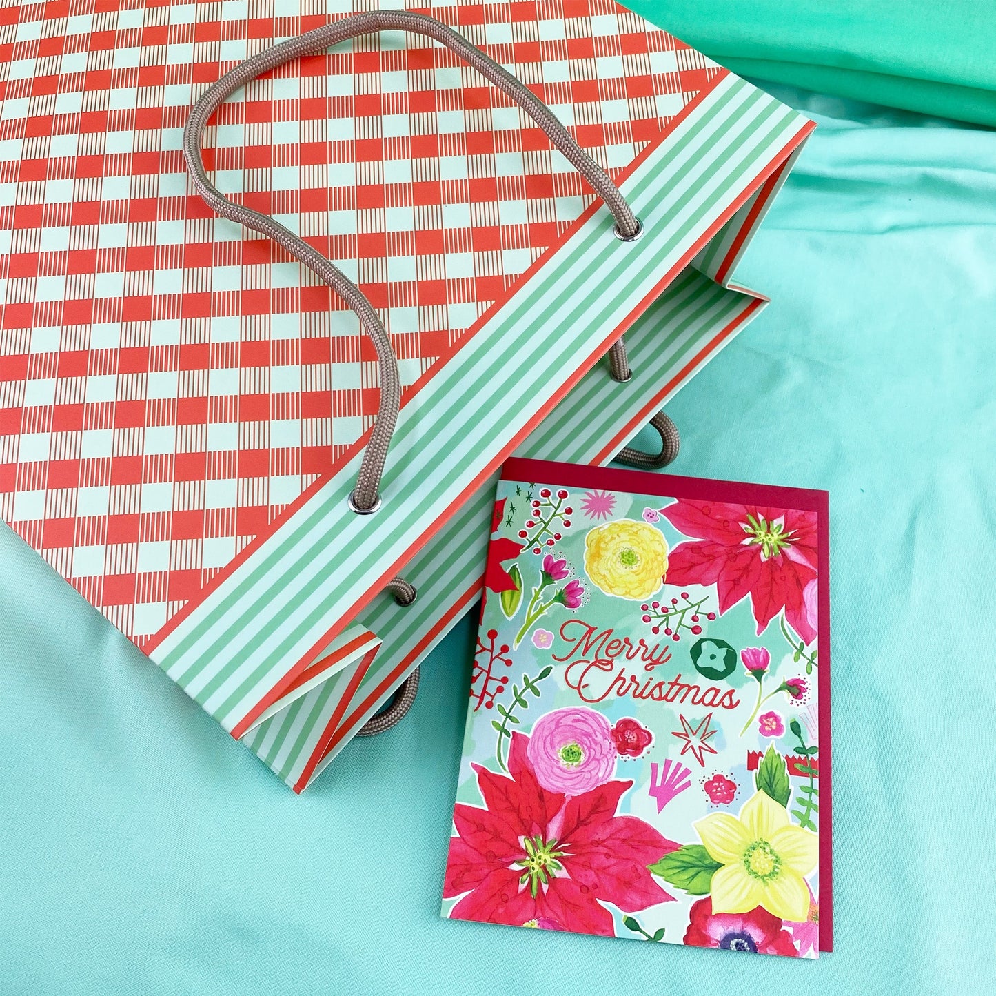 Tomato and Mint Buffalo Check Pattern-Gift Bag