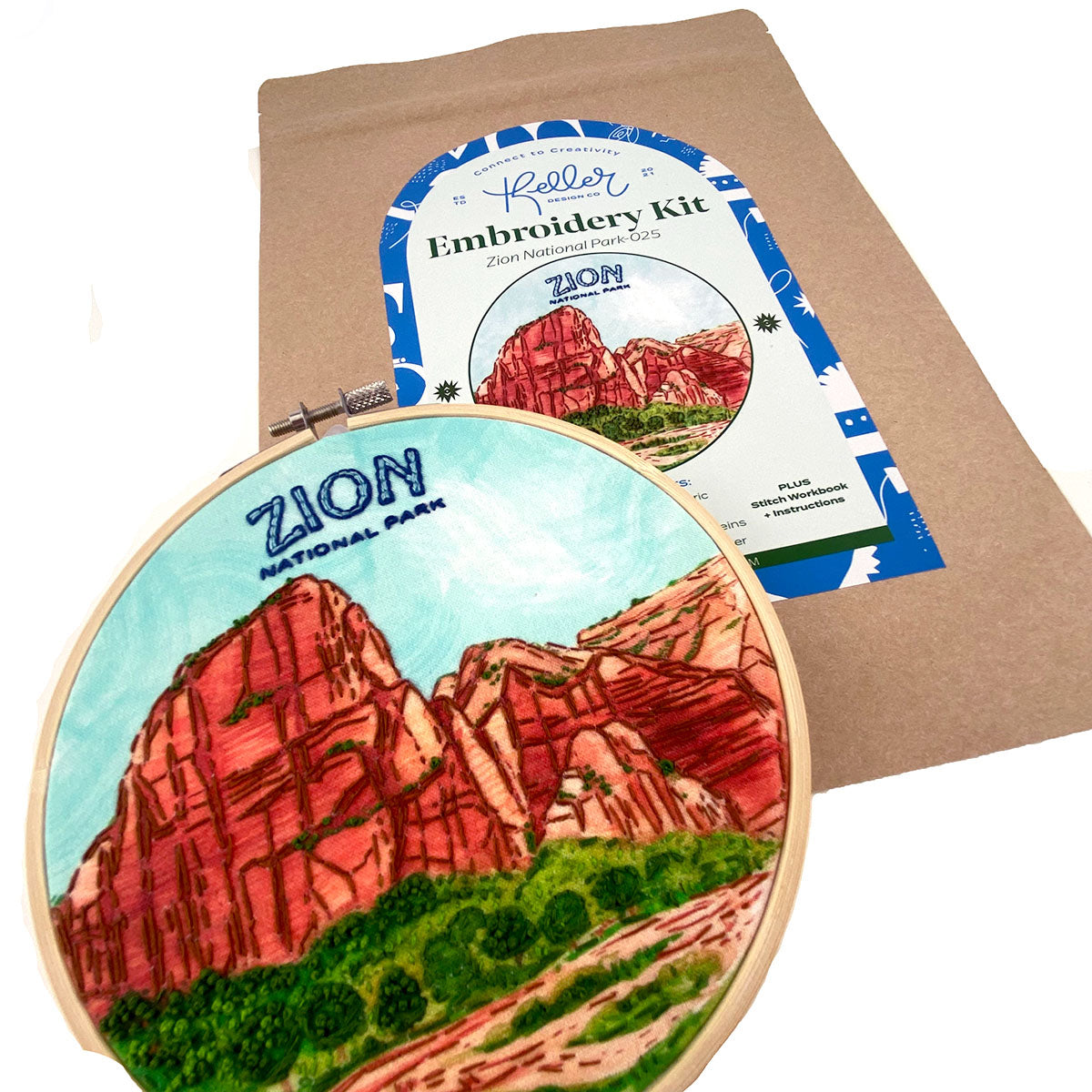 Zion National Park Embroidery Kit  and package