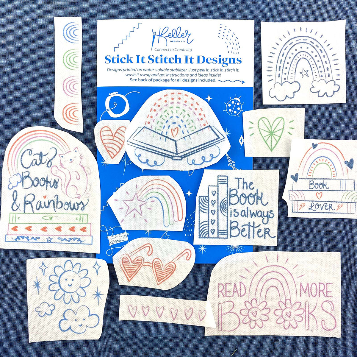 Stick and Stitch Water Soluble Stabillizer DIY Embroidery patterns for crafters kit.