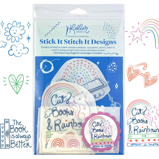 Stick and Stitch Water Soluble Stabillizer DIY Embroidery patterns for crafters kit.