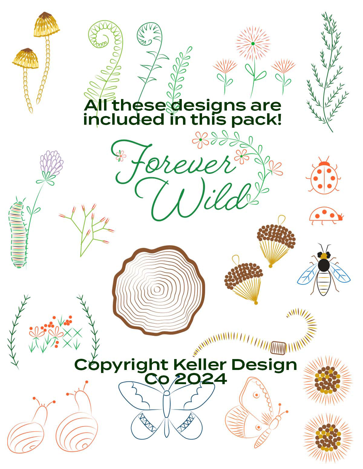 Stick and Stitch Forever Wild Embroidery Pattern Designs