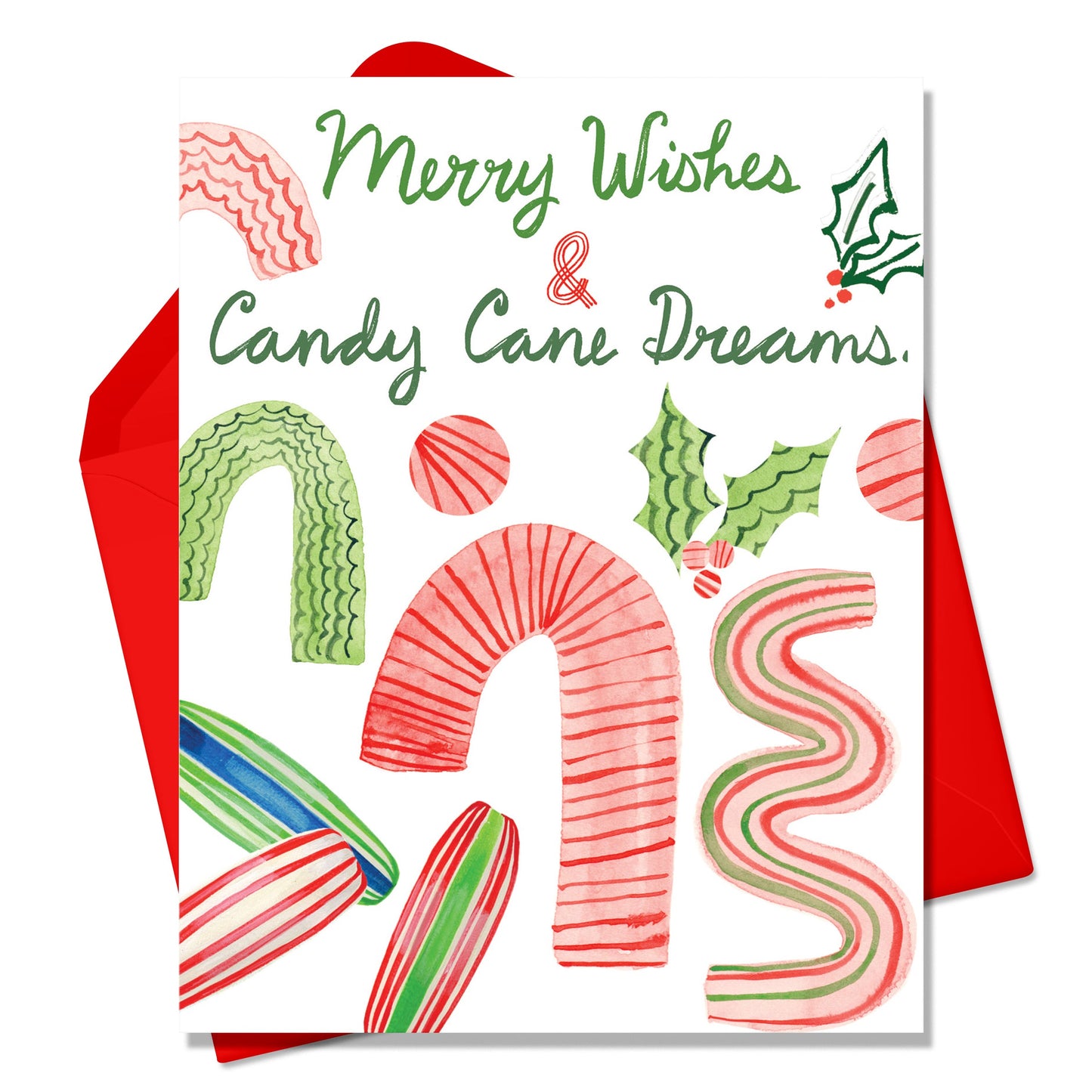 Merry Wishes and Candy Cane Dreams Holiday A2 Greeting Card