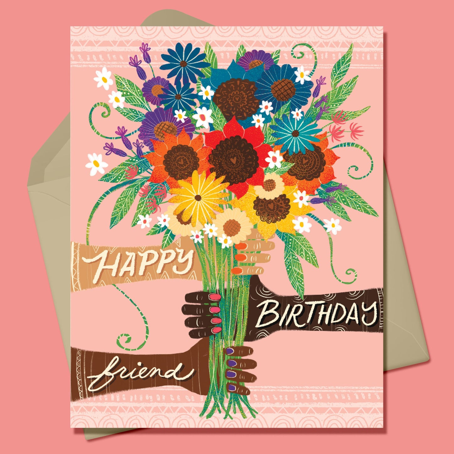 Happy Birthday Friend by Emiko Rainbow Greeting Card