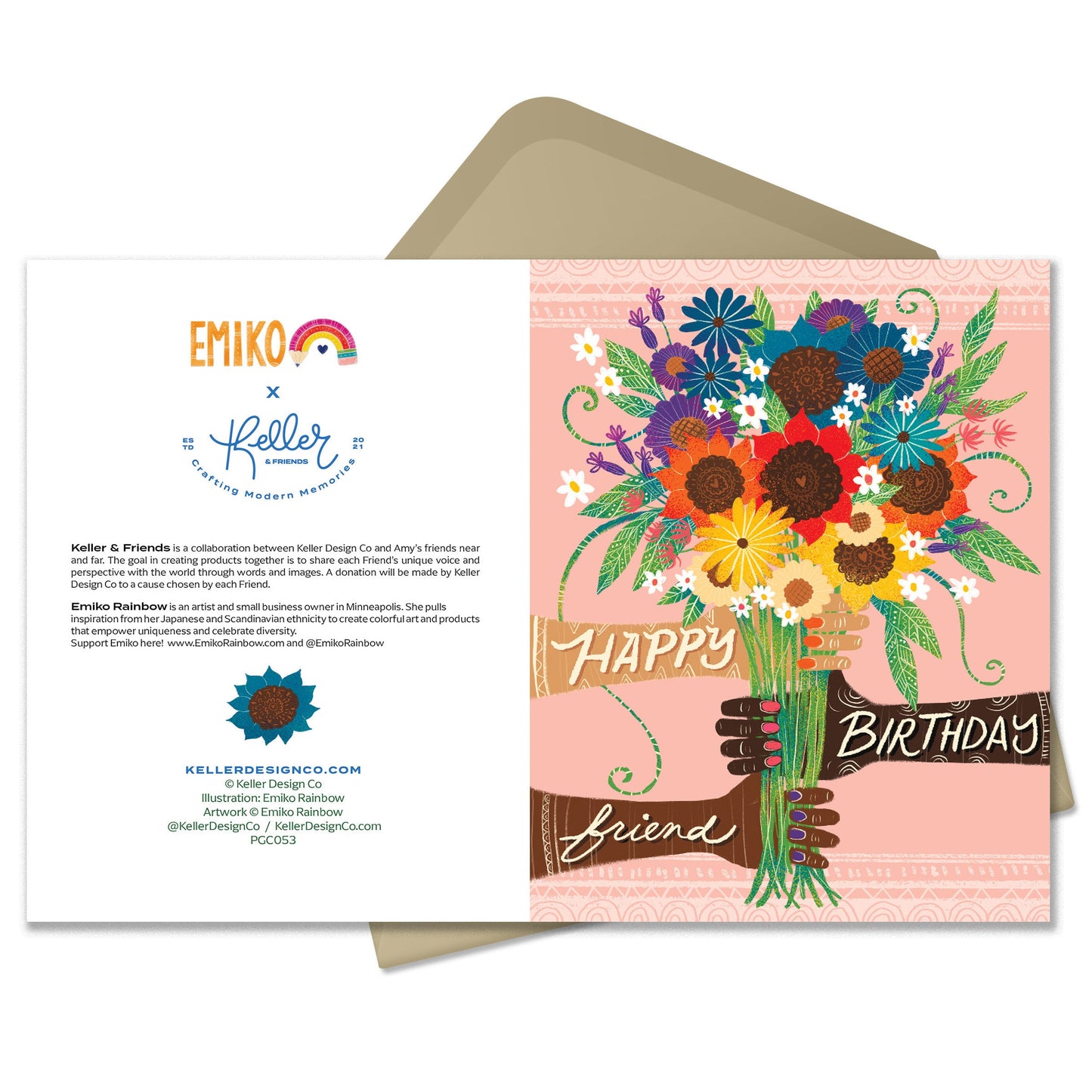 Happy Birthday Friend by Emiko Rainbow Greeting Card