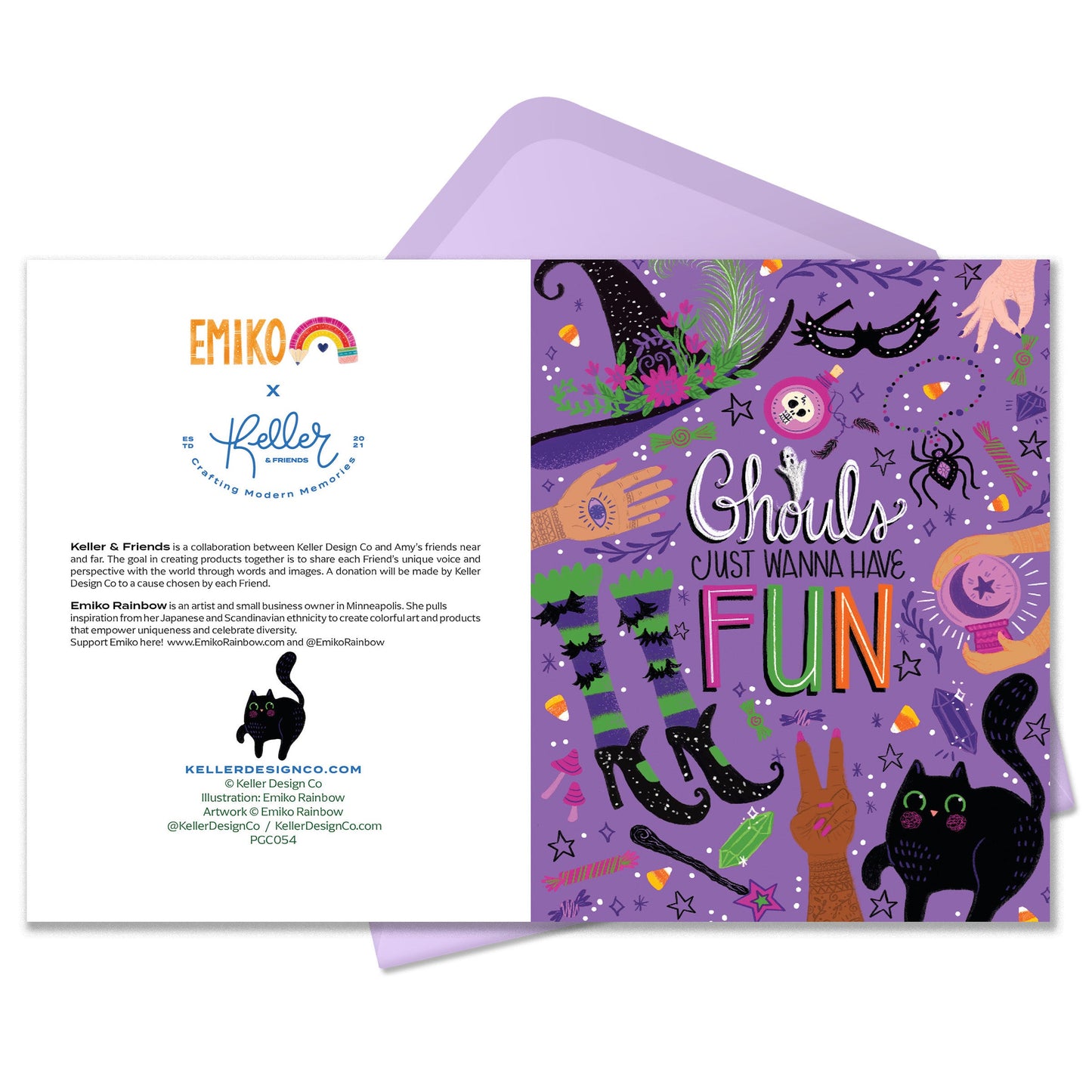 Ghouls Just Wanna Have Fun - by Emiko Rainbow Halloween Greeting Card