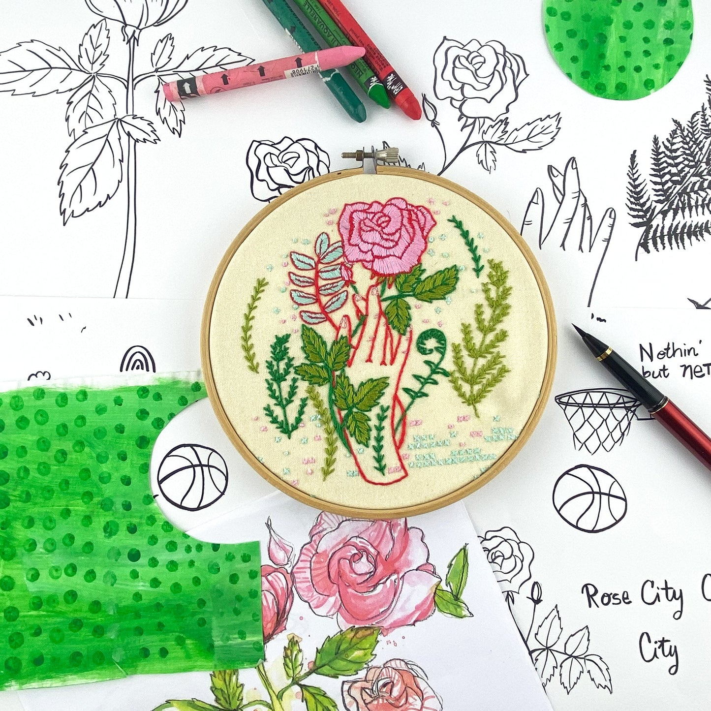 Hello From Rose City Embroidery Kit-Wholesale