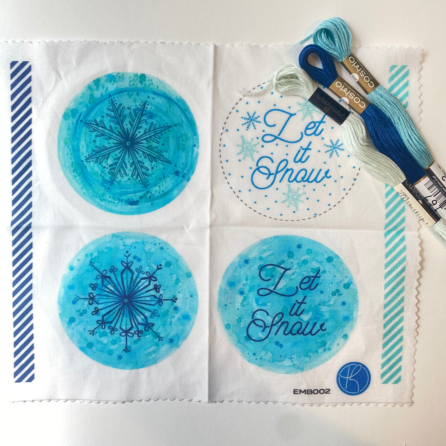 Snowflake Ornament Embroidery Kit-Blue/Blue (Small)