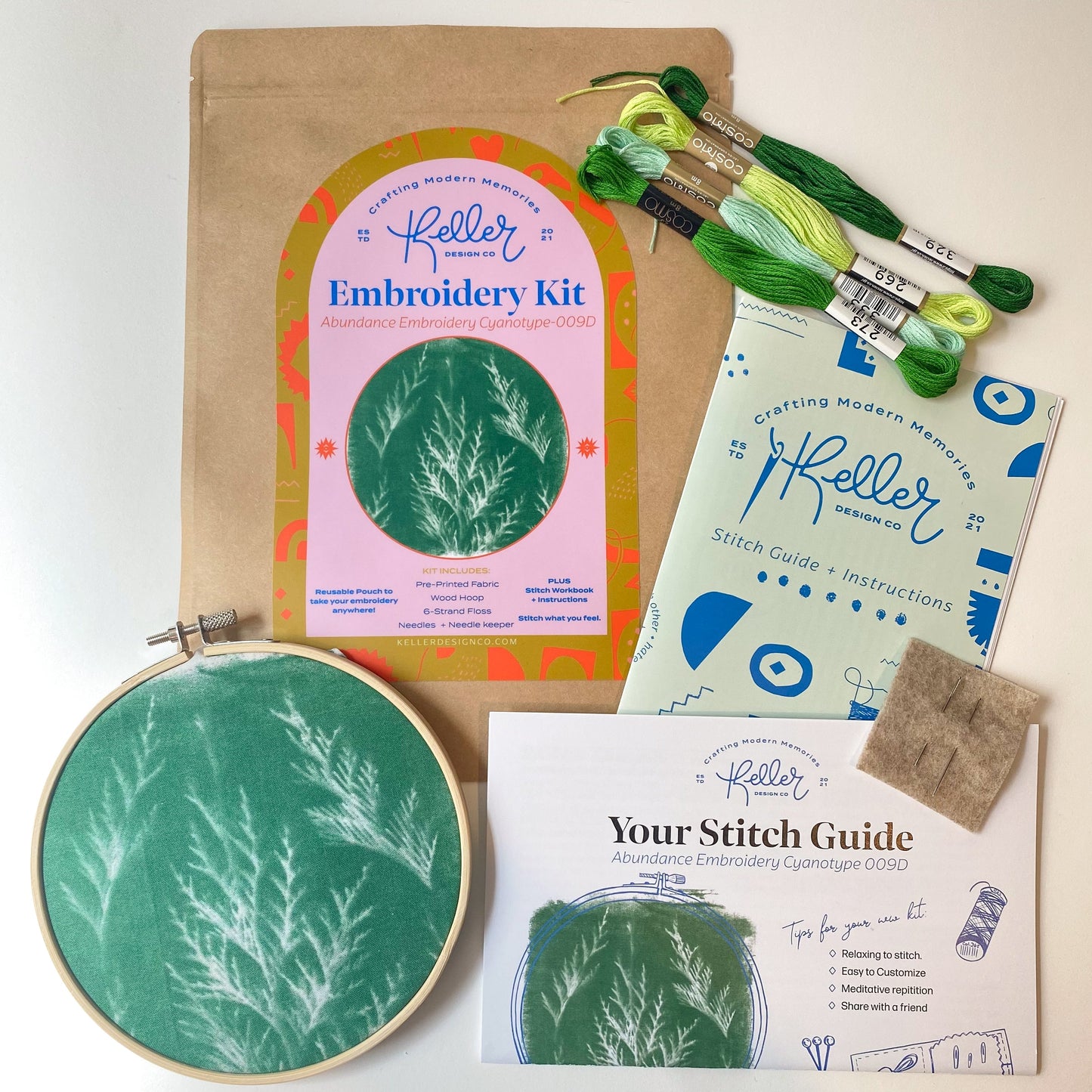 Cyanotype Abundance (Green) Embroidery Kit-Wholesale