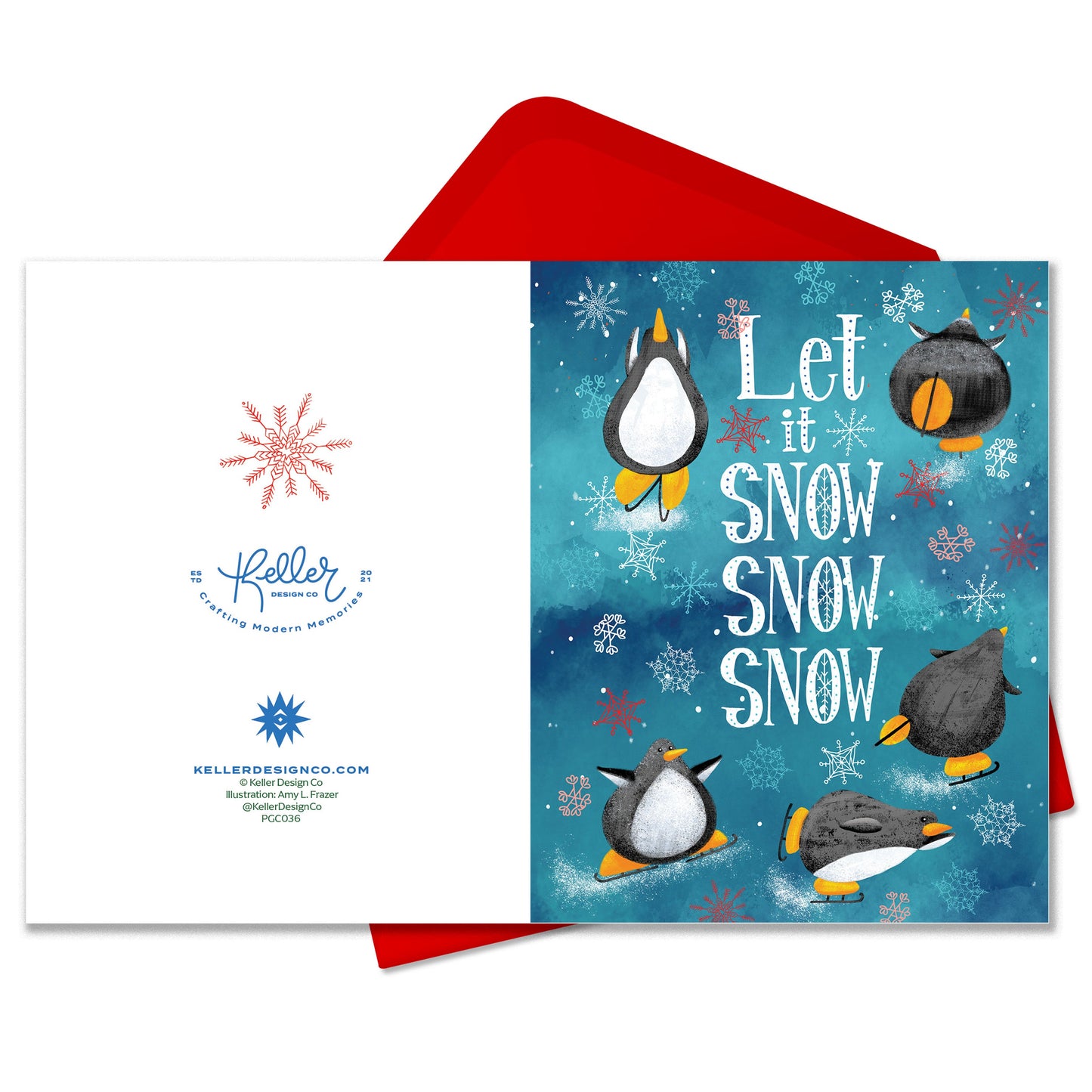 Let it Snow Snow Snow Penguins Greeting Card-Wholesale