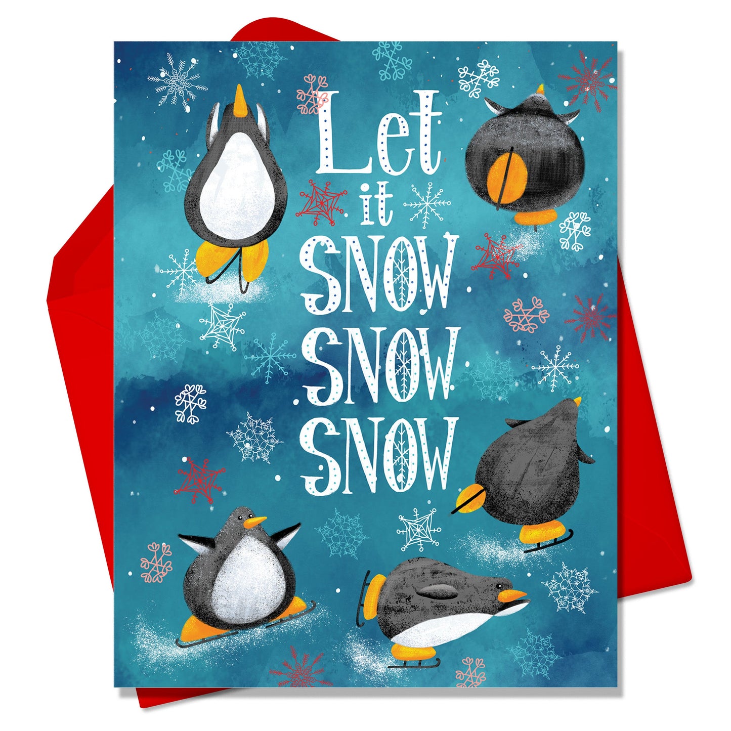 Let it Snow Snow Snow Penguins Greeting Card-Wholesale