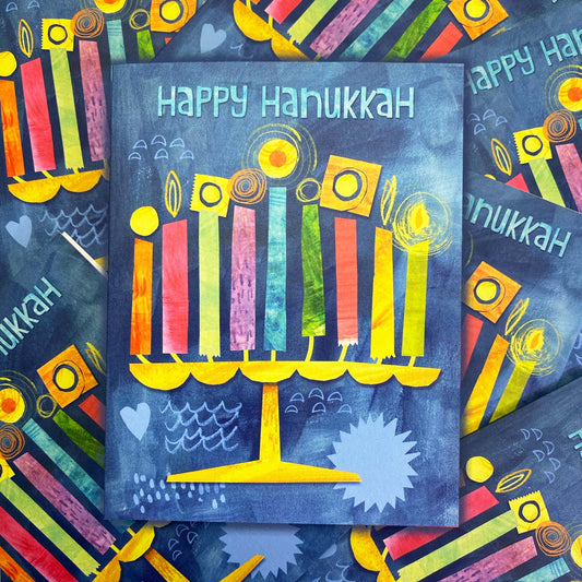 Happy Hanukkah Menorah Greeting Card-Wholesale