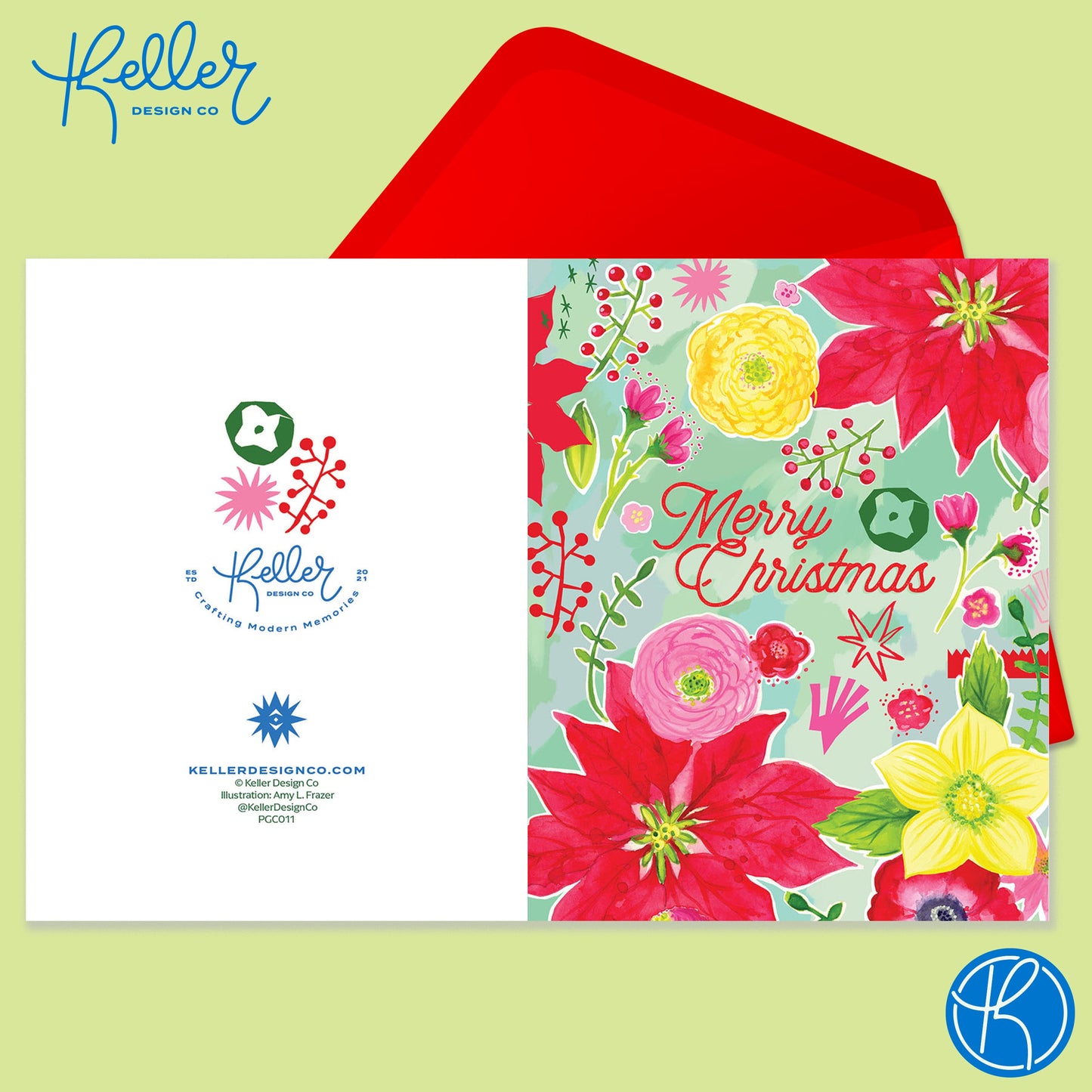 Merry Christmas Floral Greeting Card-Wholesale