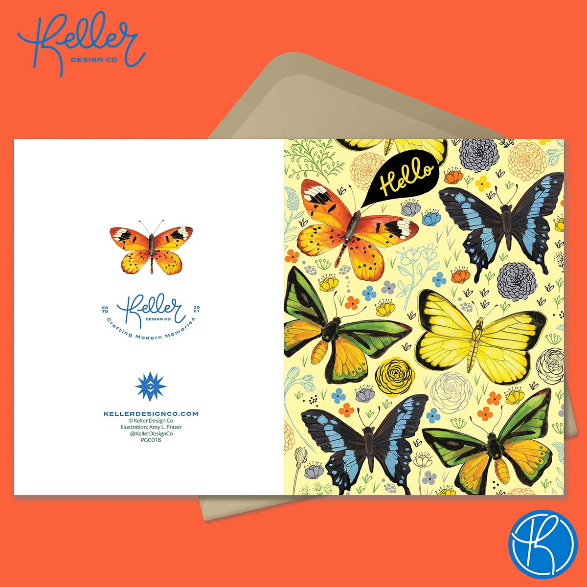 Boxed Set of 8 Cards-Hello Butterflies Greeting Cards-Wholesale