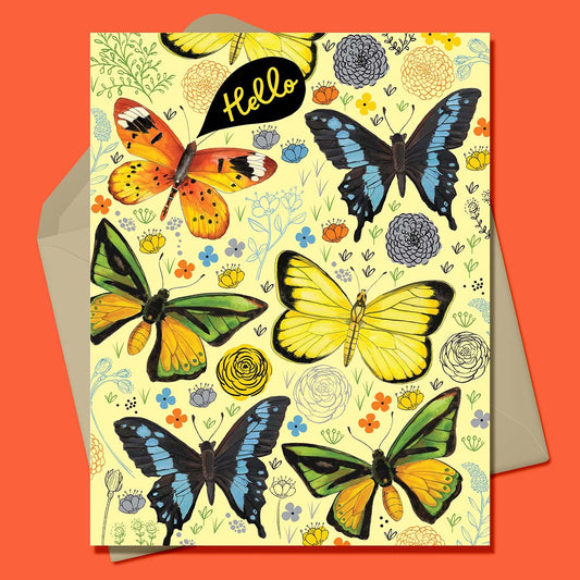 Hello! Butterflies Greeting Card-Wholesale