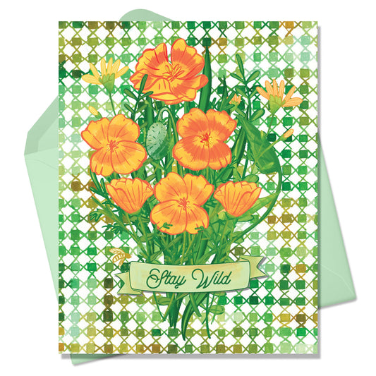 Stay Wild Poppy Bouquet Greeting Card