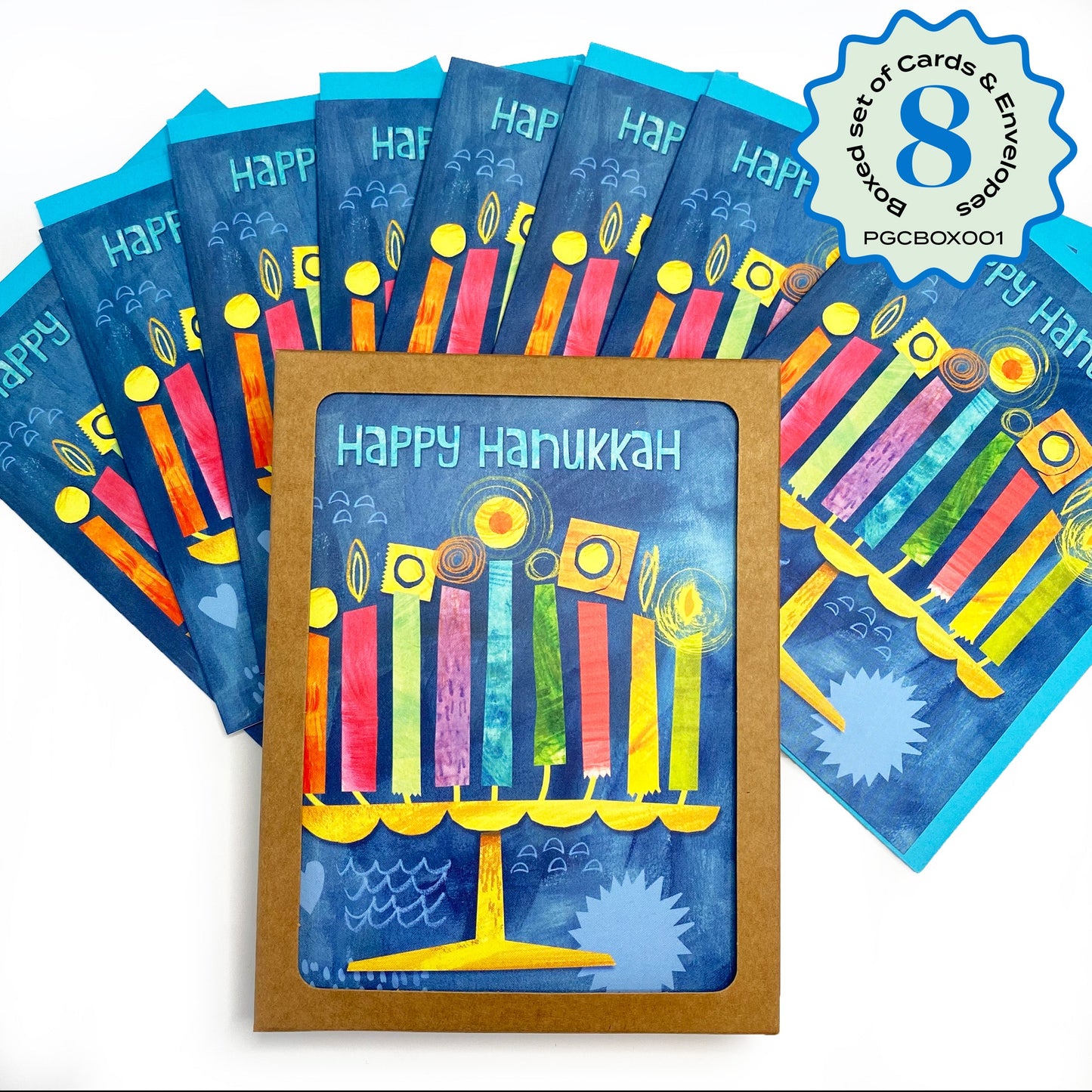 Boxed Set of 8 Cards-Happy Hanukkah Greeting Cards-Wholesale