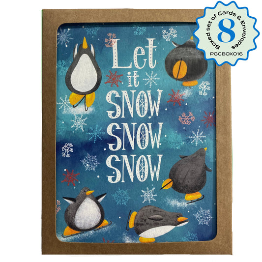 Boxed Set of 8 Cards-Let it Snow Snow Snow Greeting Cards-Wholesale