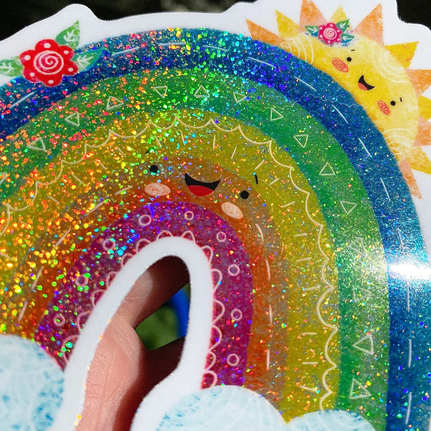 GLITTER Rainbow Sun Sticker-Wholesale