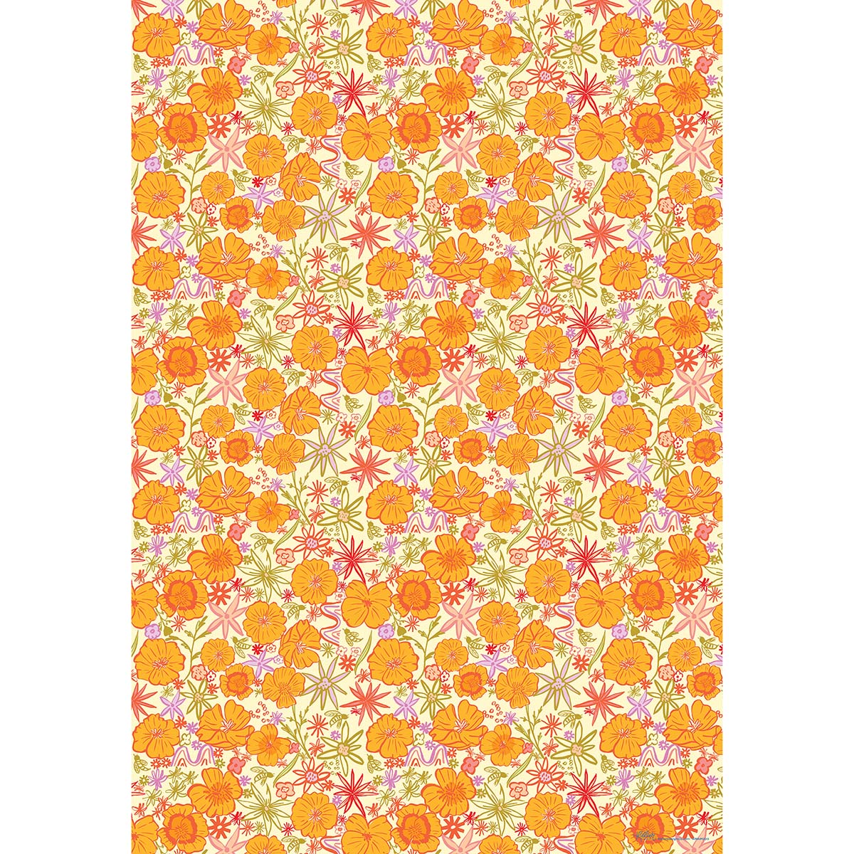 Wildflower Poppy Mix Gift Wrap-3 Sheets-Wholesale