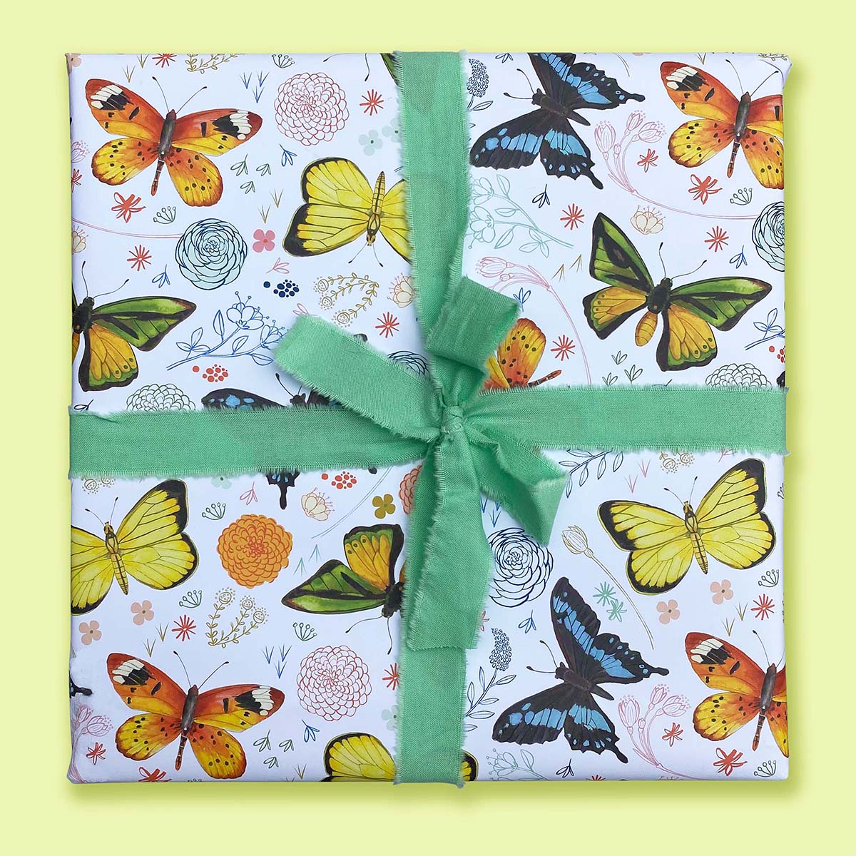 Butterflies on White Gift Wrap-3 Sheets-Wholesale