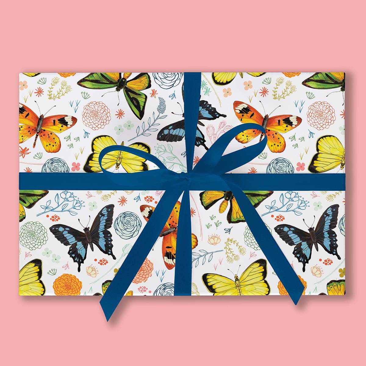 Butterflies on White Gift Wrap-3 Sheets-Wholesale