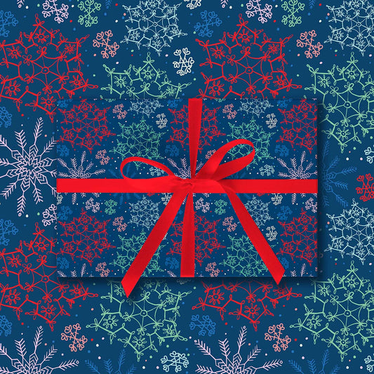 Let it Snow-Navy Gift Wrap-3 Sheets-Wholesale