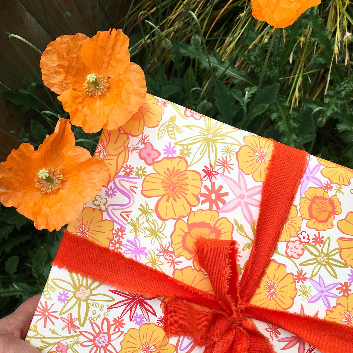 Wildflower Poppy Mix Gift Wrap-3 Sheets-Wholesale